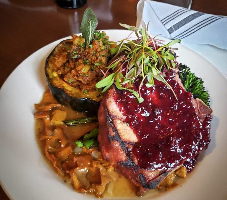 Feast Weekend Special – Smoked Pork Chop, Cherry And Aronia Berry Glaze