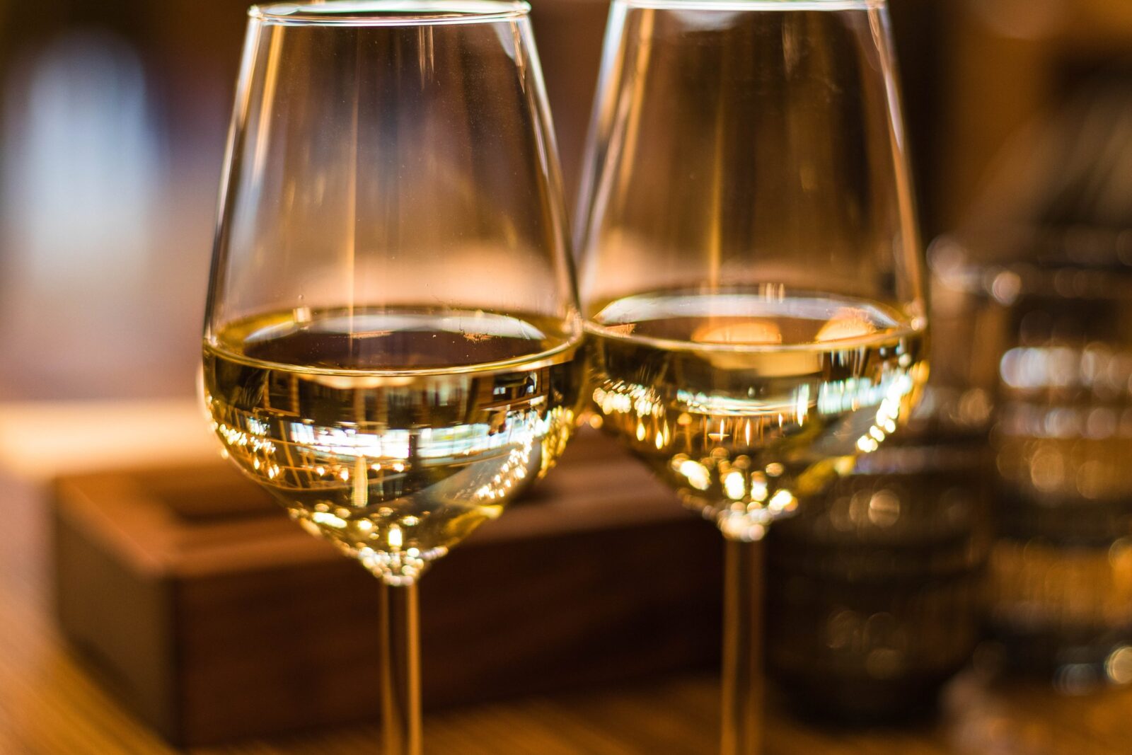 two glasses of new world white wine