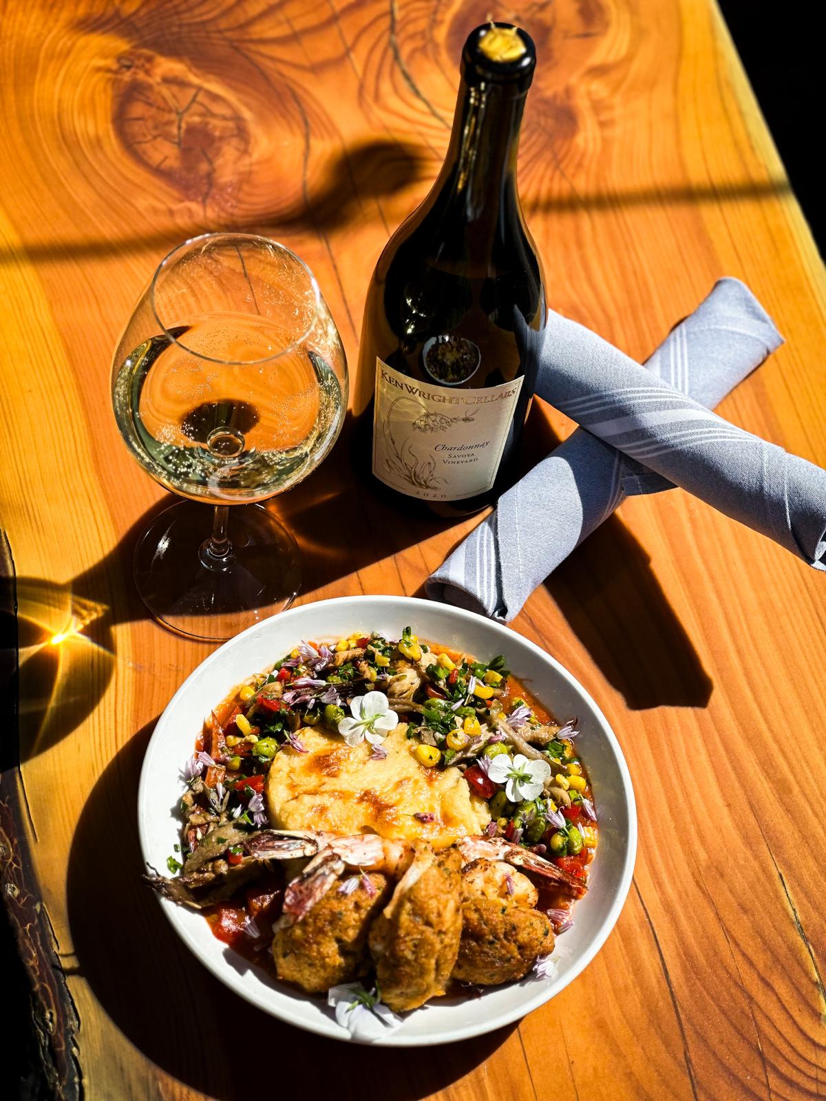 Crab Stuffed Shrimp - Ken Wright Chardonnay