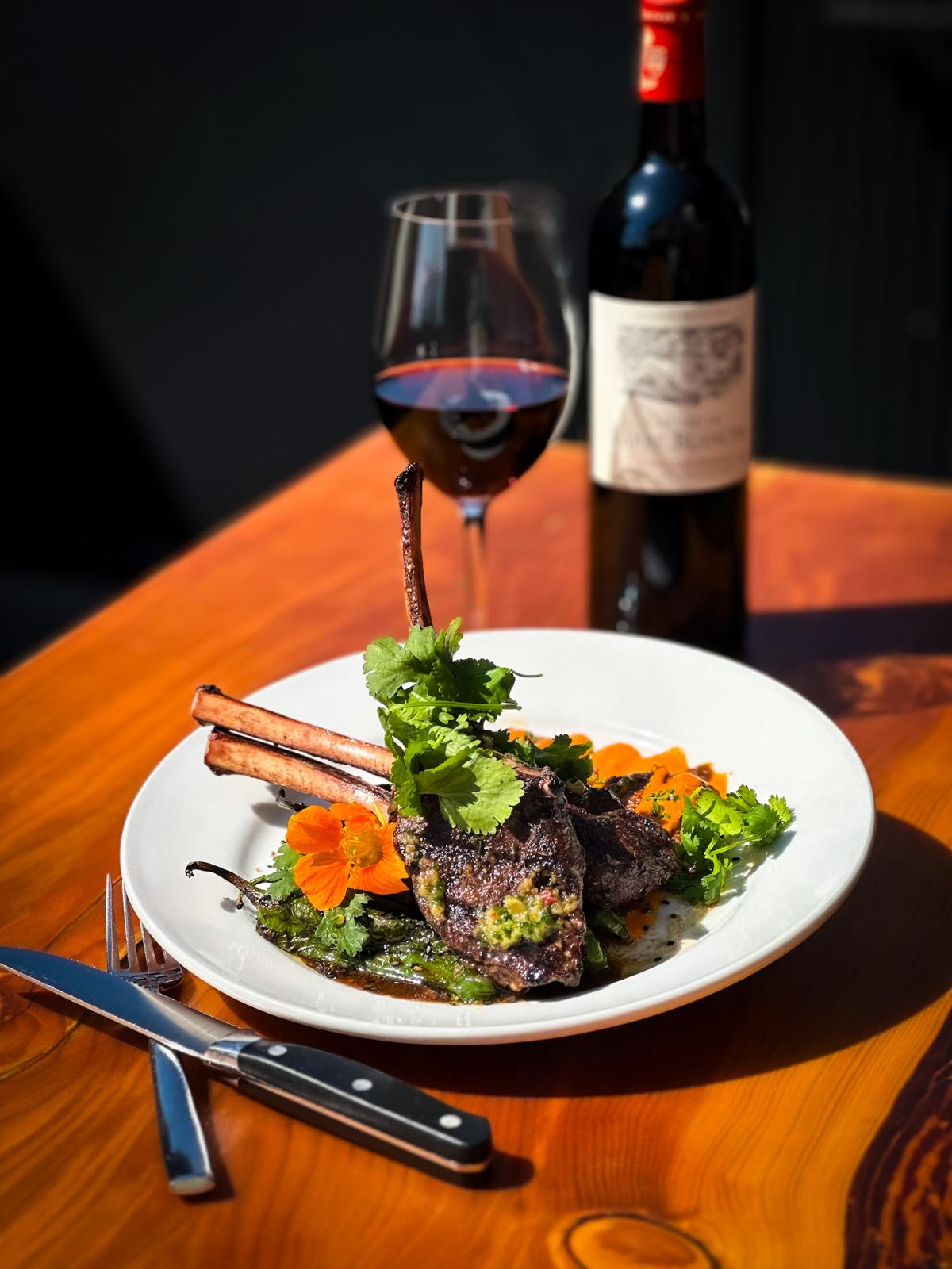 Grilled Elk Chops with Miso Honey Butter Grilled elk chops with miso honey butter at Feast Bistro